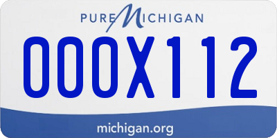 MI license plate 000X112