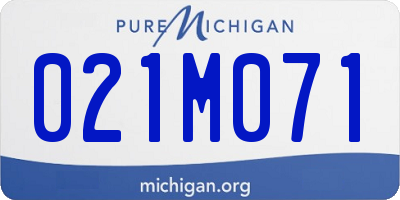 MI license plate 021M071