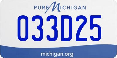 MI license plate 033D25