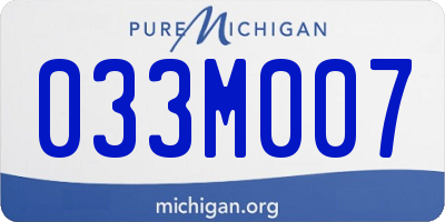 MI license plate 033M007