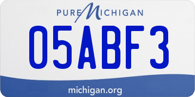 MI license plate 05ABF3