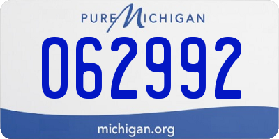 MI license plate 062992