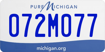 MI license plate 072M077