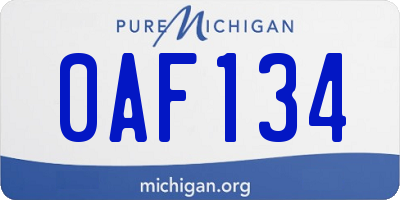 MI license plate 0AF134