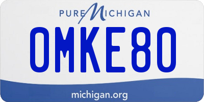 MI license plate 0MKE80