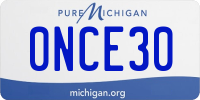 MI license plate 0NCE30