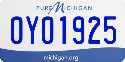 MI license plate 0Y01925