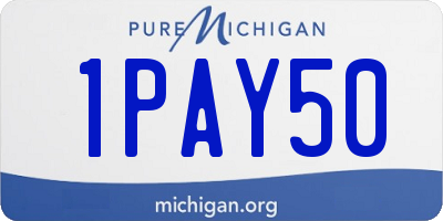 MI license plate 1PAY50