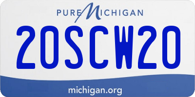 MI license plate 20SCW20