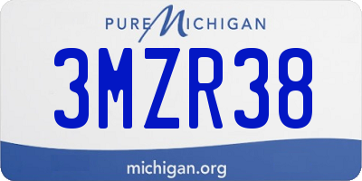 MI license plate 3MZR38