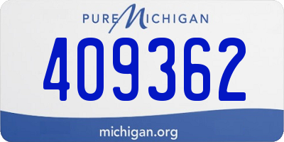 MI license plate 409362