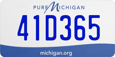 MI license plate 41D365