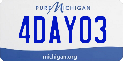 MI license plate 4DAY03