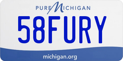 MI license plate 58FURY