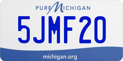 MI license plate 5JMF20