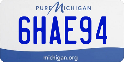 MI license plate 6HAE94