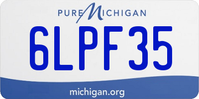 MI license plate 6LPF35