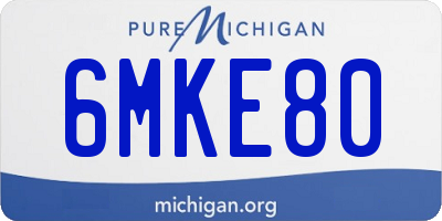 MI license plate 6MKE80