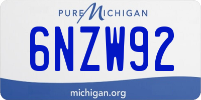 MI license plate 6NZW92