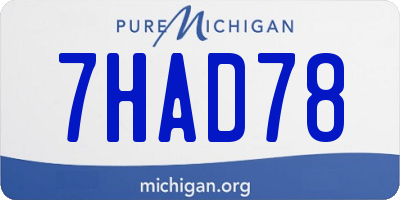 MI license plate 7HAD78