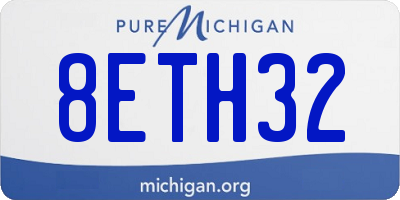 MI license plate 8ETH32