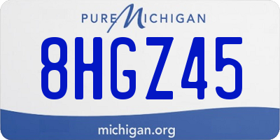 MI license plate 8HGZ45