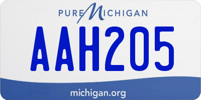 MI license plate AAH205