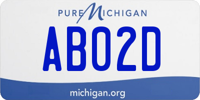 MI license plate AB02D