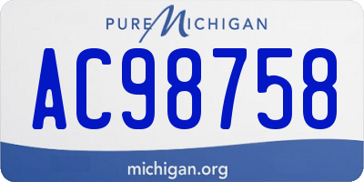 MI license plate AC98758