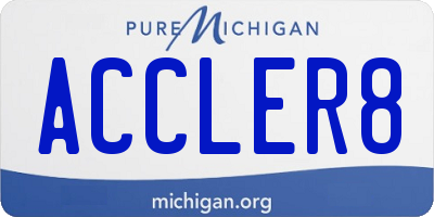 MI license plate ACCLER8