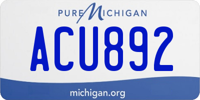 MI license plate ACU892