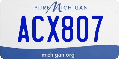 MI license plate ACX807