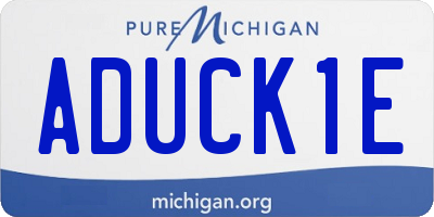 MI license plate ADUCK1E