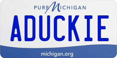 MI license plate ADUCKIE