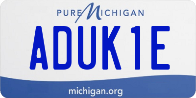 MI license plate ADUK1E