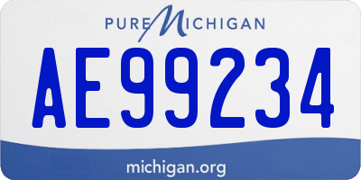 MI license plate AE99234