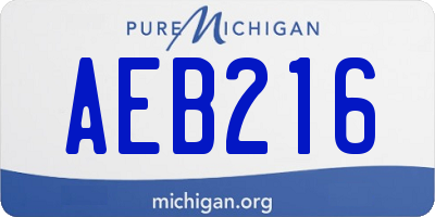 MI license plate AEB216