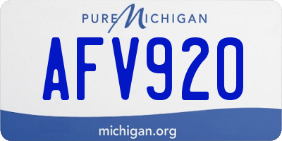 MI license plate AFV920