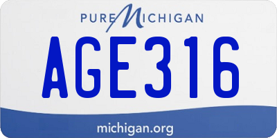 MI license plate AGE316