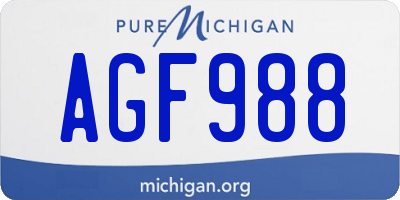 MI license plate AGF988