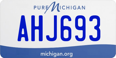 MI license plate AHJ693