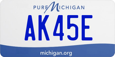 MI license plate AK45E