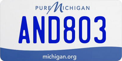 MI license plate AND803