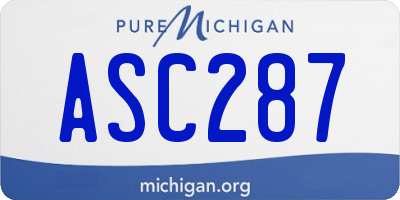 MI license plate ASC287