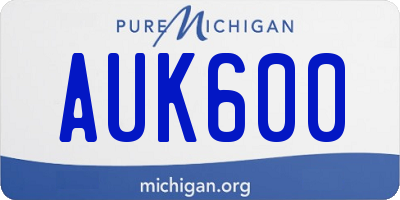 MI license plate AUK600