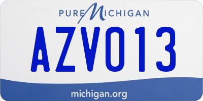 MI license plate AZV013