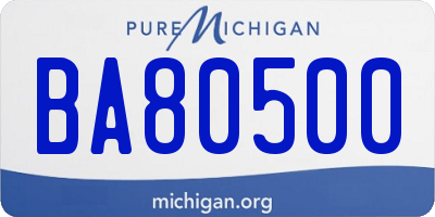 MI license plate BA80500