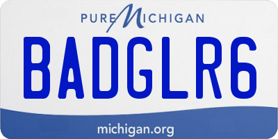 MI license plate BADGLR6