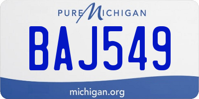 MI license plate BAJ549