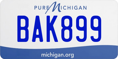 MI license plate BAK899